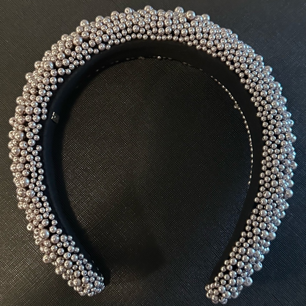Baublebar Grey Beaded Puffy Padded Headband Hair Accessories